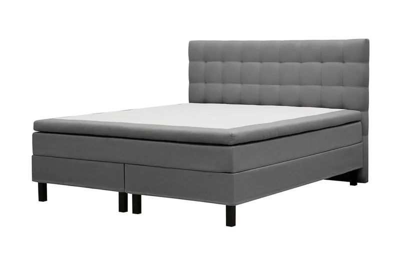 Hilton Komplett Sengpakke 180x200 cm Kontinentalseng med rutet sengegavl - Grå - Møbler - Senger - Kontinentalsenger