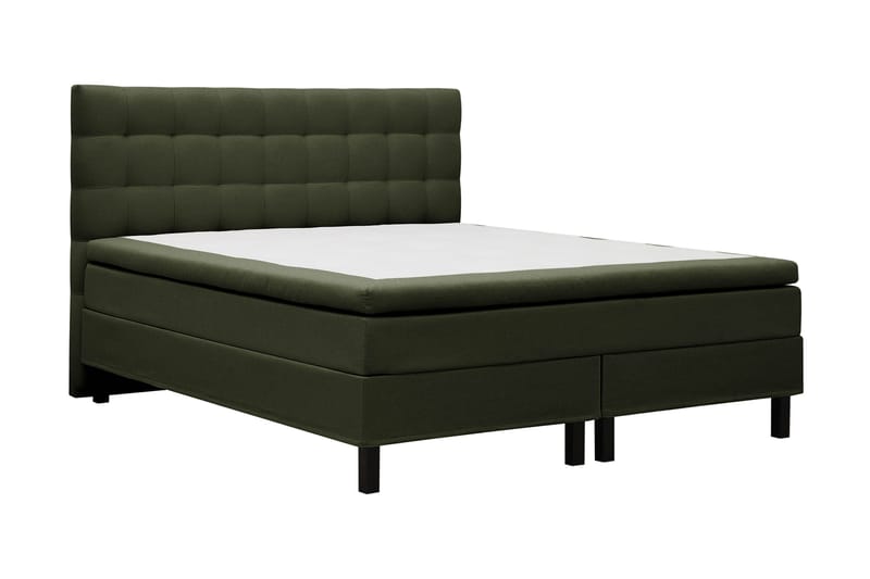 Hilton Komplett Sengpakke 180x200 cm Kontinentalseng med rutet sengegavl - Grön - Møbler - Senger - Kontinentalsenger