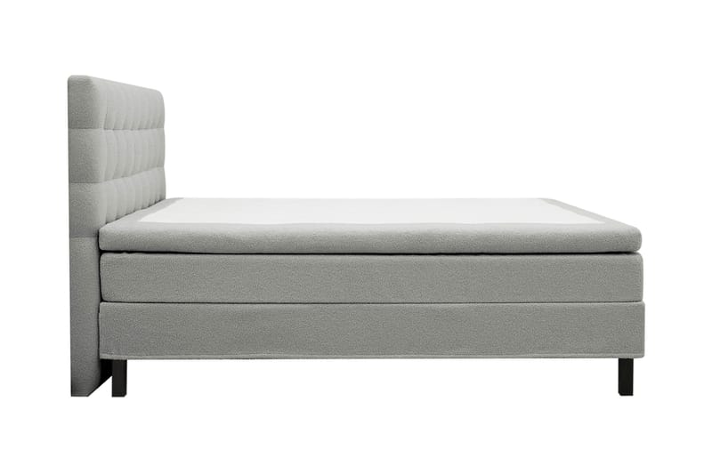 Hilton Komplett Sengpakke 180x200 cm Kontinentalseng med rutet sengegavl i bouclé - Grå - Møbler - Senger - Komplett sengepakke