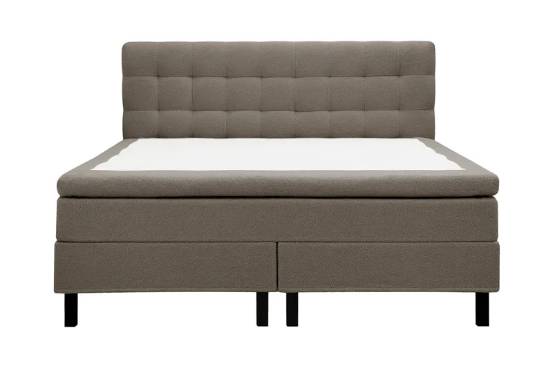 Hilton Komplett Sengpakke 180x200 cm Kontinentalseng med rutet sengegavl i teddy - Brun - Møbler - Senger - Kontinentalsenger