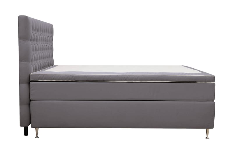 Hilton luksus Komplett Sengpakke 160x200 cm Kontinentalseng med knappet sengegavl i fløyel - Grå / Fløyel - Møbler - Senger - Komplett sengepakke