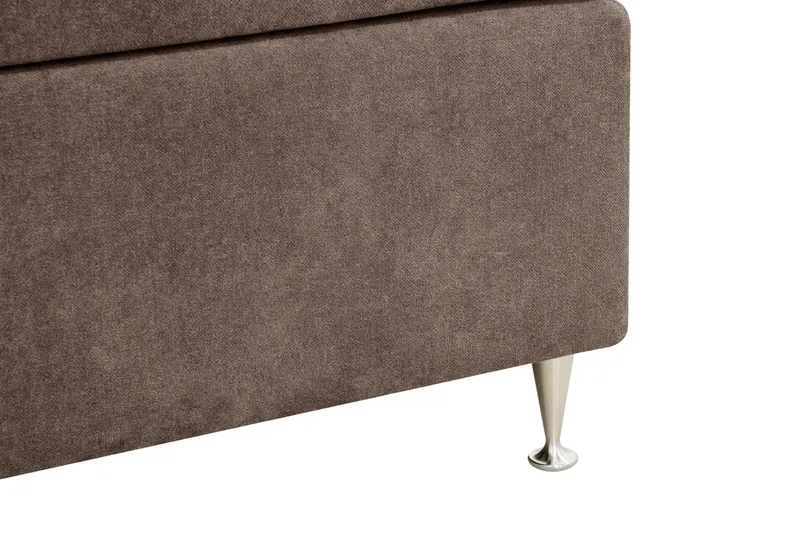 Hilton Lyx Komplett sengepakke 160x200 cm Kontinentalseng med knappet sengegavl i chenille - Mørkebrun - Møbler - Senger - Kontinentalsenger