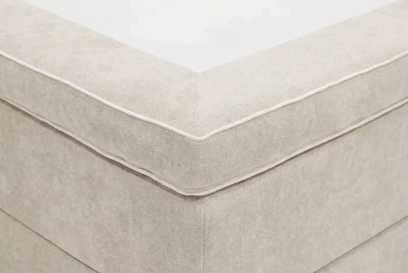 Hilton Lyx Komplett sengepakke 180x200 cm Kontinentalseng med knappet sengegavl i chenille - Beige - Møbler - Senger - Kontinentalsenger