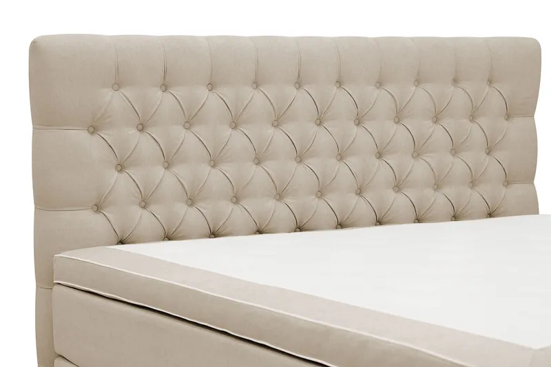 Hilton Lyx Komplett Sengpakke 160x200 cm Kontinentalseng med knappet sengegavl - Beige - Møbler - Senger - Kontinentalsenger