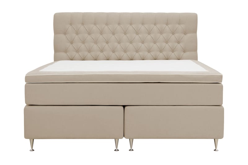 Hilton lyx Komplett Sengpakke 160x200 cm Kontinentalseng med knappet sengegavl - Beige - Møbler - Senger - Komplett sengepakke