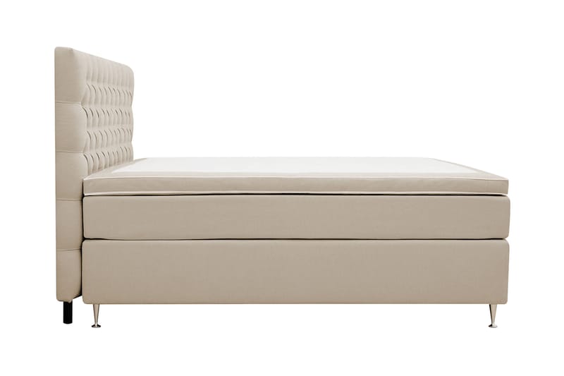 Hilton lyx Komplett Sengpakke 160x200 cm Kontinentalseng med knappet sengegavl - Beige - Møbler - Senger - Komplett sengepakke