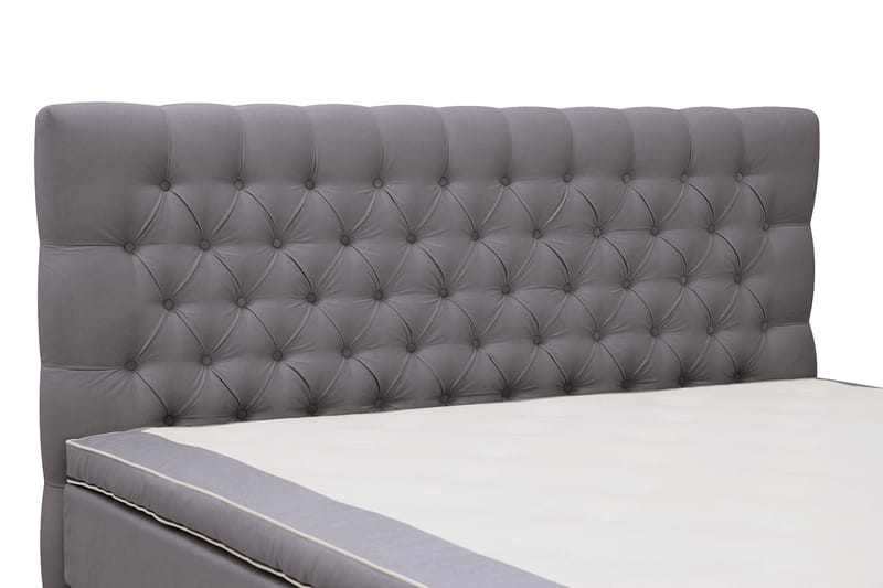 Hilton lyx Komplett Sengpakke 160x200 cm Kontinentalseng med knappet sengegavl - Grå - Møbler - Senger - Komplett sengepakke