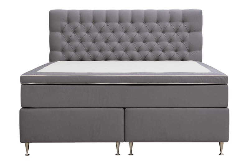 Hilton lyx Komplett Sengpakke 160x200 cm Kontinentalseng med knappet sengegavl - Grå - Møbler - Senger - Komplett sengepakke