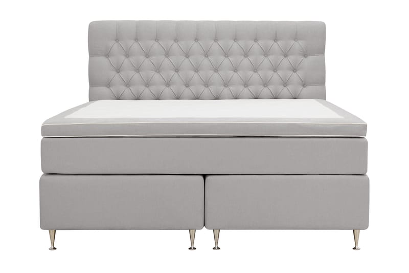 Hilton lyx Komplett Sengpakke 160x200 cm Kontinentalseng med knappet sengegavl - Grå - Møbler - Senger - Komplett sengepakke