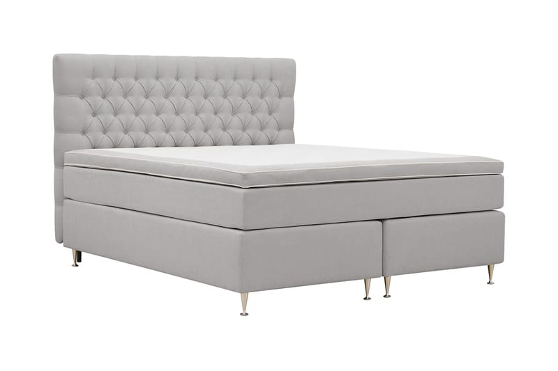 Hilton lyx Komplett Sengpakke 160x200 cm Kontinentalseng med knappet sengegavl - Grå - Møbler - Senger - Komplett sengepakke
