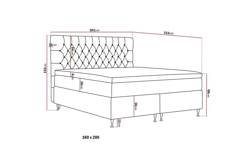Hilton Lyx Komplett Sengpakke 160x200 cm Kontinentalseng med knappet sengegavl i bouclé - Ivory / Bouclé - Møbler - Senger - Kontinentalsenger