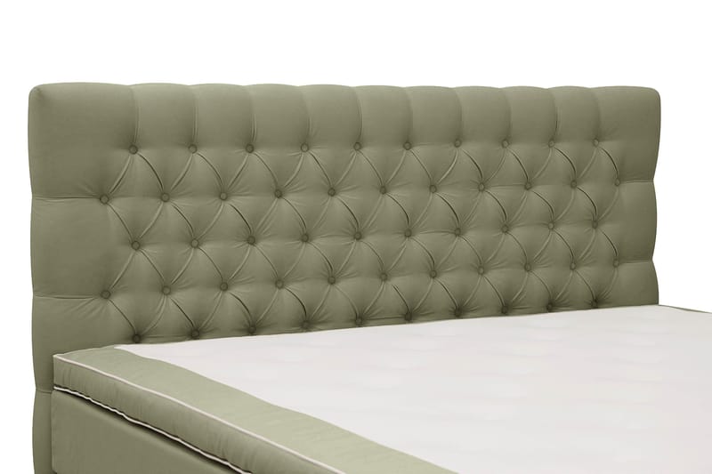 Hilton Lyx Komplett Sengpakke 160x200 cm Kontinentalseng med knappet sengegavl i fløyel - Olive / Fløyel - Møbler - Senger - Kontinentalsenger