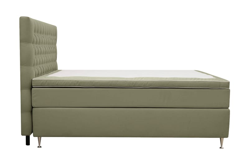 Hilton Lyx Komplett Sengpakke 160x200 cm Kontinentalseng med knappet sengegavl i fløyel - Olive / Fløyel - Møbler - Senger - Kontinentalsenger