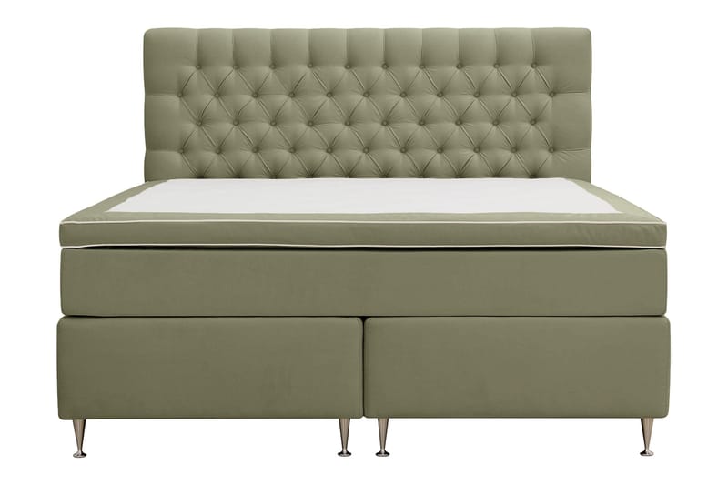 Hilton lyx Komplett Sengpakke 160x200 cm Kontinentalseng med knappet sengegavl - Olive - Møbler - Senger - Komplett sengepakke