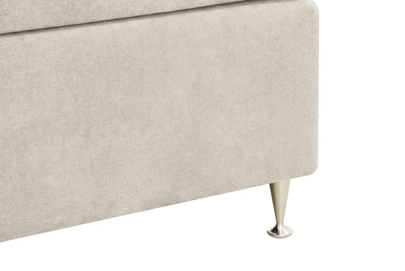 Hilton Lyx komplett sengpakke 180x200 cm kontinentalseng med knappepolstret sengegavl i chenille - Beige - Møbler - Senger - Kontinentalsenger