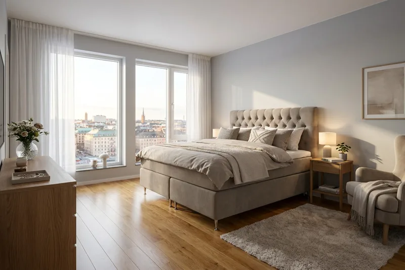 Hilton Lyx komplett sengpakke 180x200 cm kontinentalseng med knappepolstret sengegavl i chenille - Brun - Møbler - Senger - Kontinentalsenger