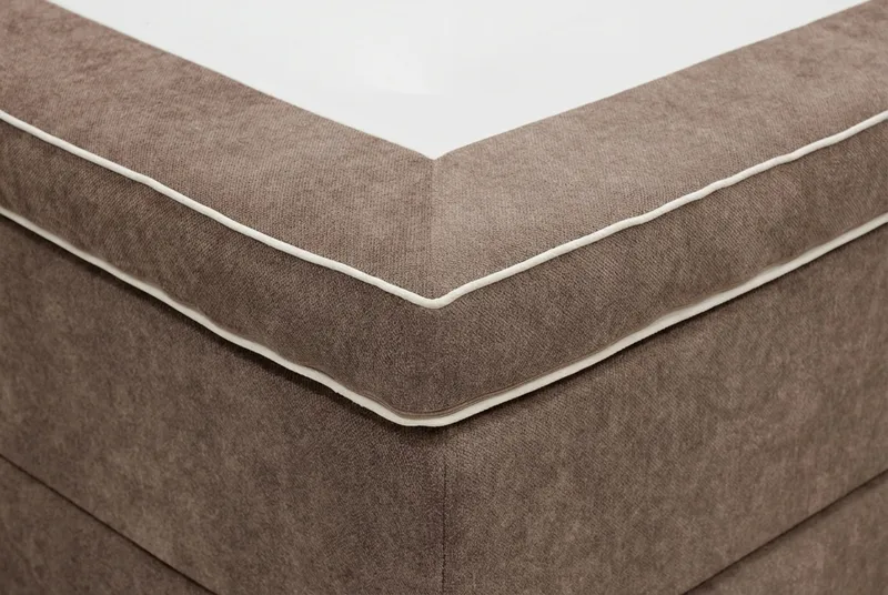 Hilton Lyx komplett sengpakke 180x200 cm kontinentalseng med knappepolstret sengegavl i chenille - Mørkebrun - Møbler - Senger - Kontinentalsenger