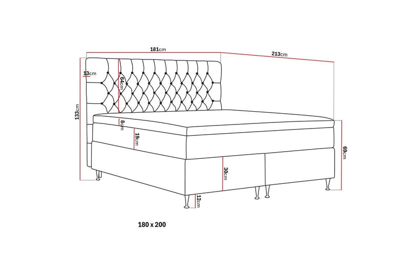 Hilton Lyx Komplett Sengpakke 180x200 cm Kontinentalseng med knappet sengegavl - Beige - Møbler - Senger - Kontinentalsenger