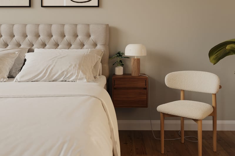 Hilton lyx Komplett Sengpakke 180x200 cm Kontinentalseng med knappet sengegavl - Beige - Møbler - Senger - Komplett sengepakke