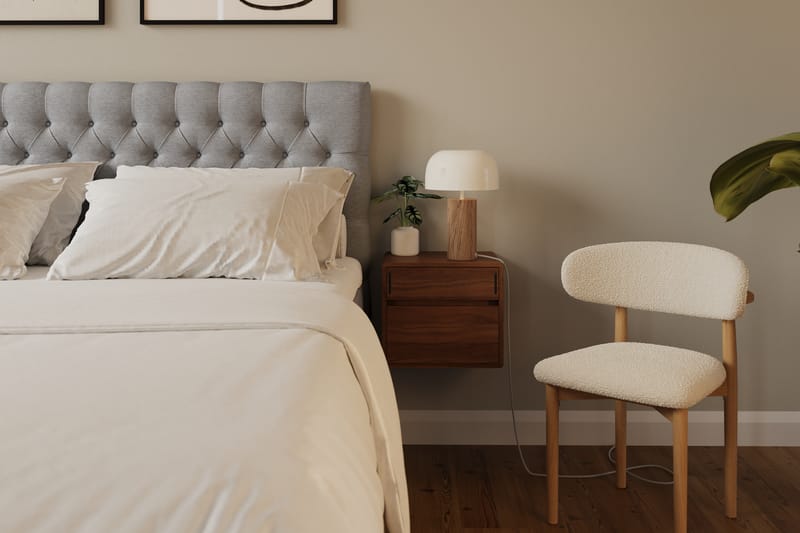 Hilton lyx Komplett Sengpakke 180x200 cm Kontinentalseng med knappet sengegavl - Grå - Møbler - Senger - Komplett sengepakke