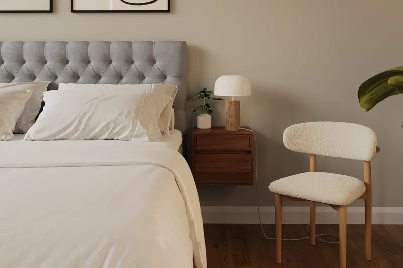 Hilton Lyx Komplett Sengpakke 180x200 cm Kontinentalseng med knappet sengegavl - Grå - Møbler - Senger - Kontinentalsenger