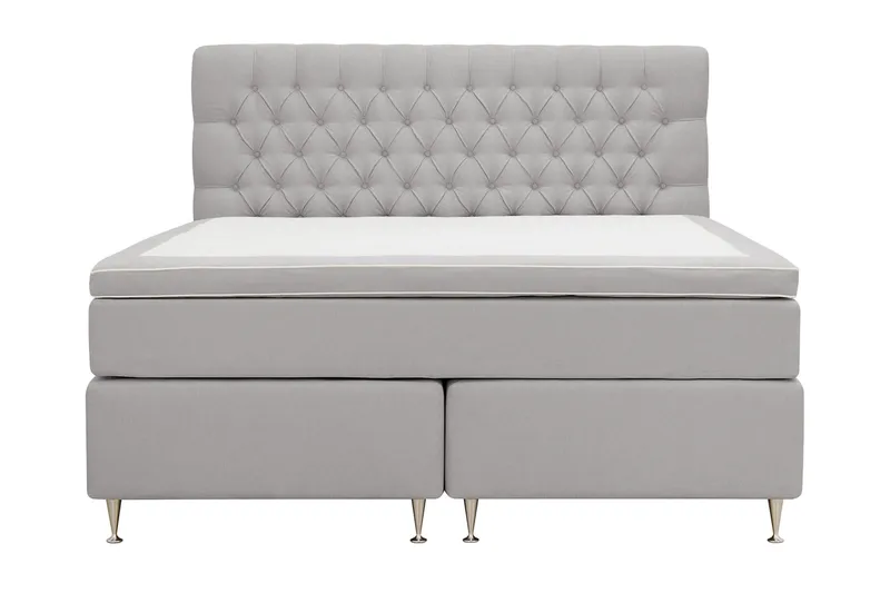 Hilton Lyx Komplett Sengpakke 180x200 cm Kontinentalseng med knappet sengegavl - Grå - Møbler - Senger - Kontinentalsenger