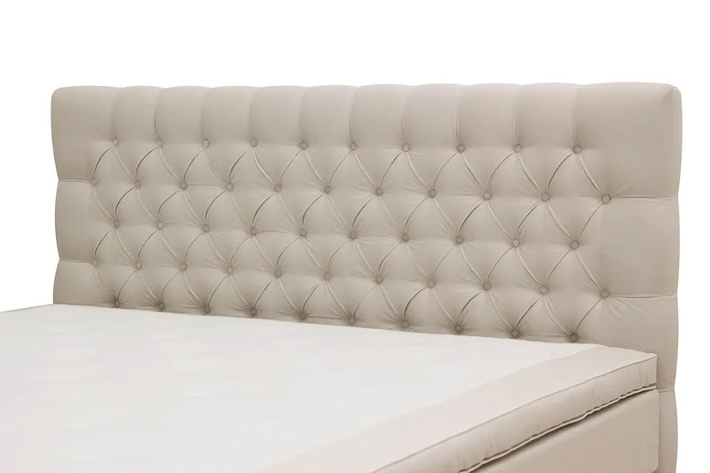 Hilton Lyx Komplett Sengpakke 180x200 cm Kontinentalseng med knappet sengegavl i fløyel - Beige - Møbler - Senger - Kontinentalsenger
