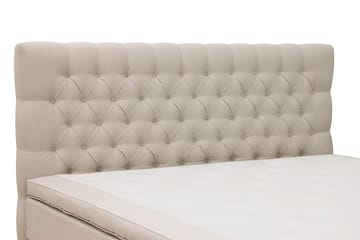Hilton lyx Komplett Sengpakke 180x200 cm Kontinentalseng med knappet sengegavl i fløyel - Beige - Møbler - Senger - Komplett sengepakke