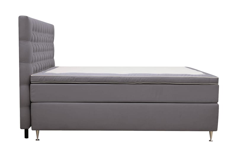 Hilton lyx Komplett Sengpakke 180x200 cm Kontinentalseng med knappet sengegavl i fløyel - Grå - Møbler - Senger - Komplett sengepakke