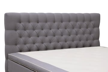 Hilton lyx Komplett Sengpakke 180x200 cm Kontinentalseng med knappet sengegavl i fløyel - Grå - Møbler - Senger - Komplett sengepakke