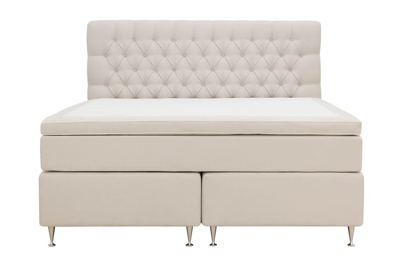 Hilton lyx Komplett Sengpakke 180x200 cm Kontinentalseng med knappet sengegavl - Lys Beige - Møbler - Senger - Komplett sengepakke