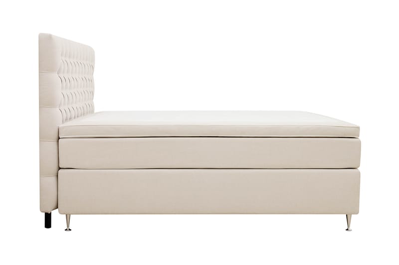 Hilton lyx Komplett Sengpakke 180x200 cm Kontinentalseng med knappet sengegavl - Lys Beige - Møbler - Senger - Komplett sengepakke