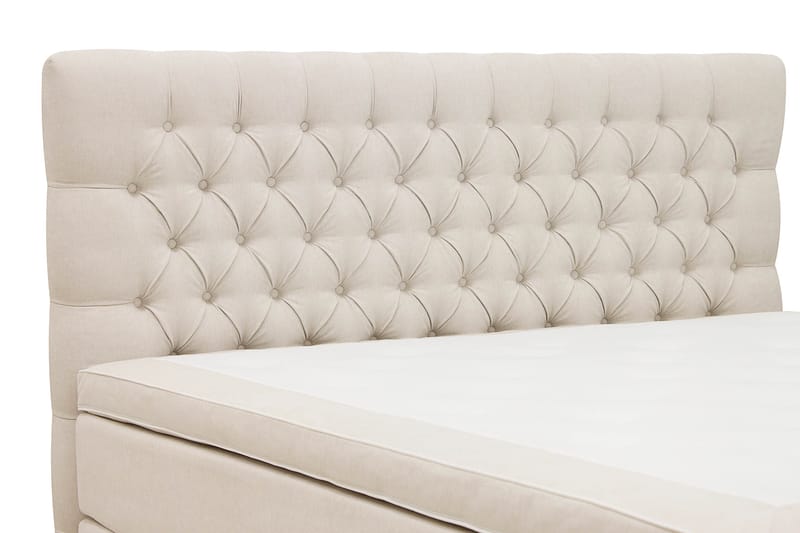 Hilton lyx Komplett Sengpakke 180x200 cm Kontinentalseng med knappet sengegavl - Lys Beige - Møbler - Senger - Komplett sengepakke