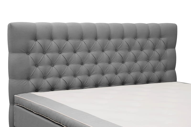 Hilton lyx Komplett Sengpakke 180x200 cm Kontinentalseng med knappet sengegavl - Lysegrå - Møbler - Senger - Komplett sengepakke