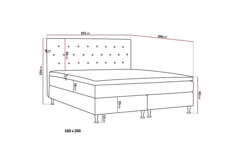 Hilton Plus Komplett Sengepakke 160x200 cm - Grå - Møbler - Senger - Komplett sengepakke