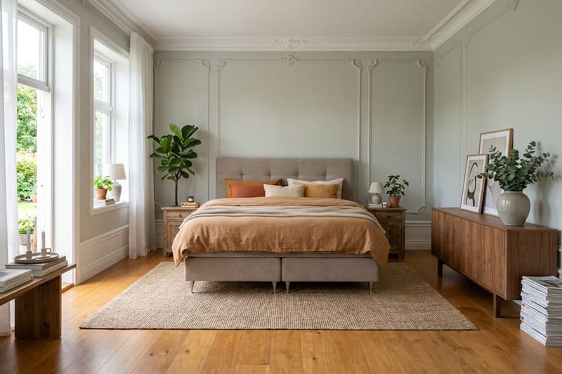 Hilton Premium komplett sengepakke 160x200 cm kontinentalseng med sengegavl - Lysebrunt stoff - Møbler - Senger - Kontinentalsenger