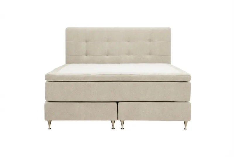 Hilton Premium komplett sengepakke 160x200 cm kontinentalseng med sengegavl - Beige stoff - Møbler - Senger - Kontinentalsenger
