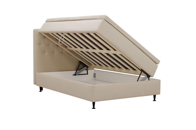 Hilton Plus Komplett sengepakke med oppbevaring 120x200 cm - Beige - Møbler - Senger - Kontinentalsenger