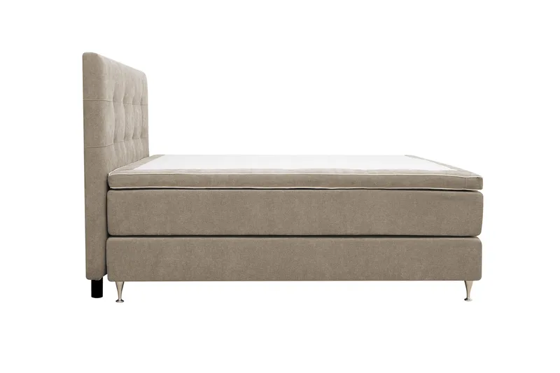Hilton Premium komplett sengesett 180x200 cm kontinentalseng med sengegavl - Lysebrunt stoff - Møbler - Senger - Kontinentalsenger