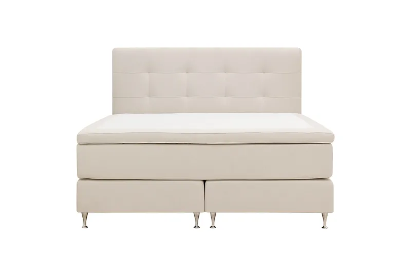Hilton Premium Komplett Sengpakke 160x200 cm Kontinentalseng med Sengegavl - Beige Stoff - Møbler - Senger - Kontinentalsenger