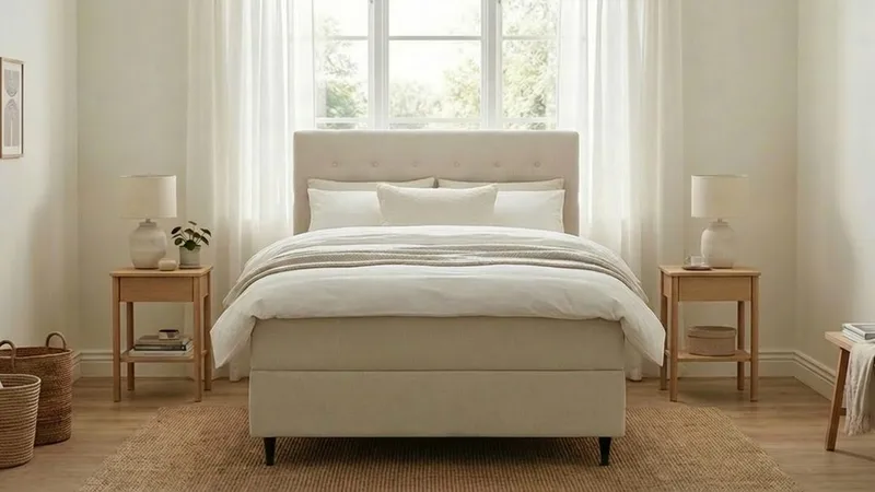Hilton Plus Komplett sengepakke med oppbevaring 140x200 cm - Lys beige - Møbler - Senger - Kontinentalsenger