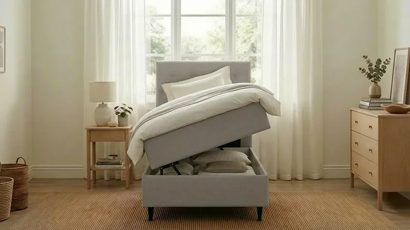 Hilton Plus Komplett sengepakke med oppbevaring 90x200 cm - Grå - Møbler - Senger - Kontinentalsenger