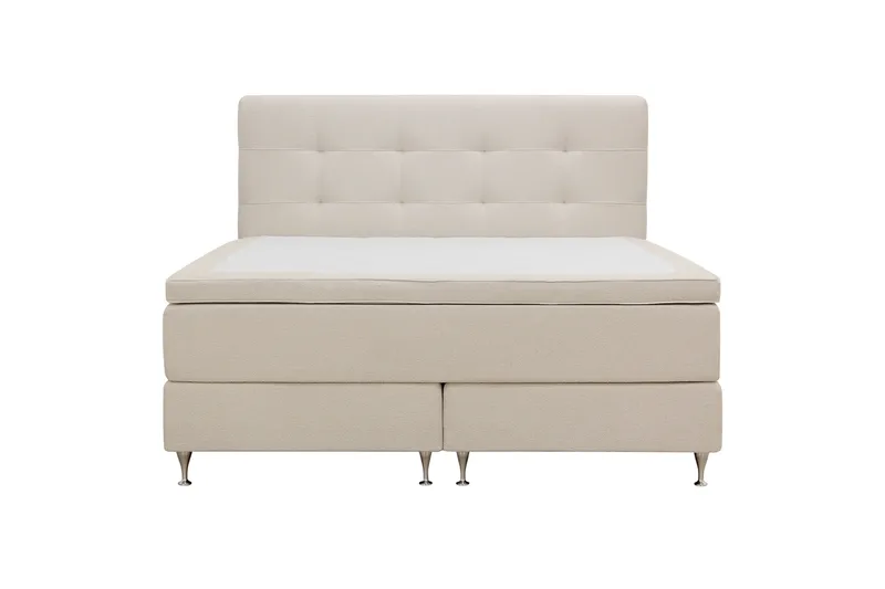 Hilton Premium Komplett Sengpakke 160x200 cm Kontinentalseng med Sengegavl - Beige Bouclé - Møbler - Senger - Kontinentalsenger
