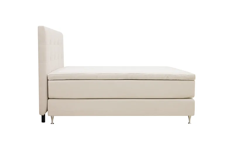 Hilton Premium Komplett Sengpakke 160x200 cm Kontinentalseng med Sengegavl - Beige Stoff - Møbler - Senger - Kontinentalsenger