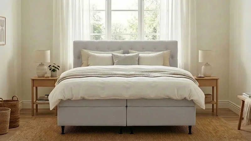 Hilton Plus Komplett sengepakke med oppbevaring 180x200 cm - Grå - Møbler - Senger - Kontinentalsenger