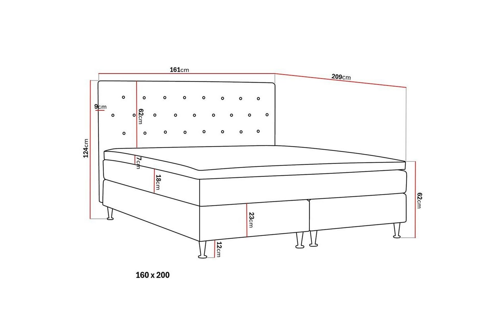Hilton Plus Komplett Sengepakke 160x200 cm - Antrasitt - Møbler - Senger - Komplett sengepakke