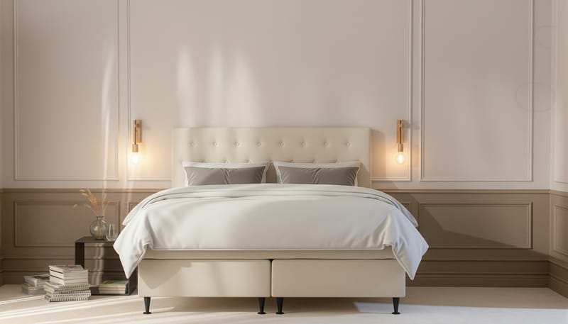 Hilton Plus Komplett Sengepakke 160x200 cm - Lys beige - Møbler - Senger - Komplett sengepakke