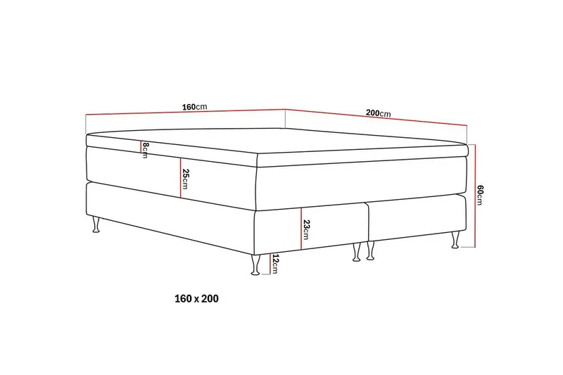 Hilton Premium Kontinentalseng 160x200 cm - Beige Stoff - Møbler - Senger - Kontinentalsenger
