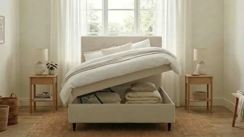 Hilton Plus Komplett sengepakke med oppbevaring 120x200 cm - Lys beige - Møbler - Senger - Kontinentalsenger