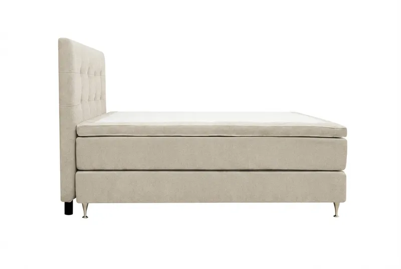 Hilton Premium komplett sengepakke 160x200 cm kontinentalseng med sengegavl - Beige stoff - Møbler - Senger - Kontinentalsenger